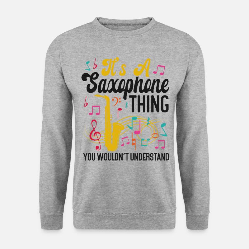 Saxophone It's A Saxophone Thing - Unisex Pullover - Weißgrau meliert