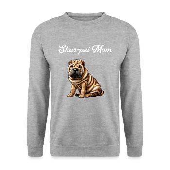 Chinese dog Shar-Pei mom - Unisex Pullover - Weißgrau meliert - Vorne - Alina (178cm) & Michal (187cm)