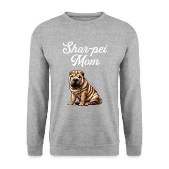 Chinese dog Shar-Pei mom - Unisex Pullover - Weißgrau meliert - Vorne - Alina (178cm) & Michal (187cm)