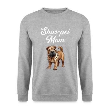 Chinese dog Shar-Pei mom - Unisex Pullover - Weißgrau meliert - Vorne - Alina (178cm) & Michal (187cm)