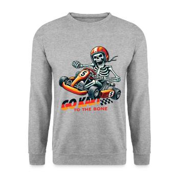 Go-Kart To The Bone Racer Skeleton - Unisex Sweatshirt - salt & pepper - Front - Alina (178cm) & Michal (187cm)
