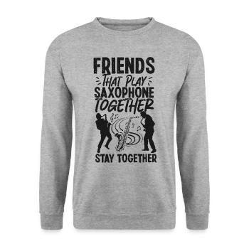 Saxophone Friends Besties Buddies - Unisex Sweatshirt - salt & pepper - Front - Alina (178cm) & Michal (187cm)