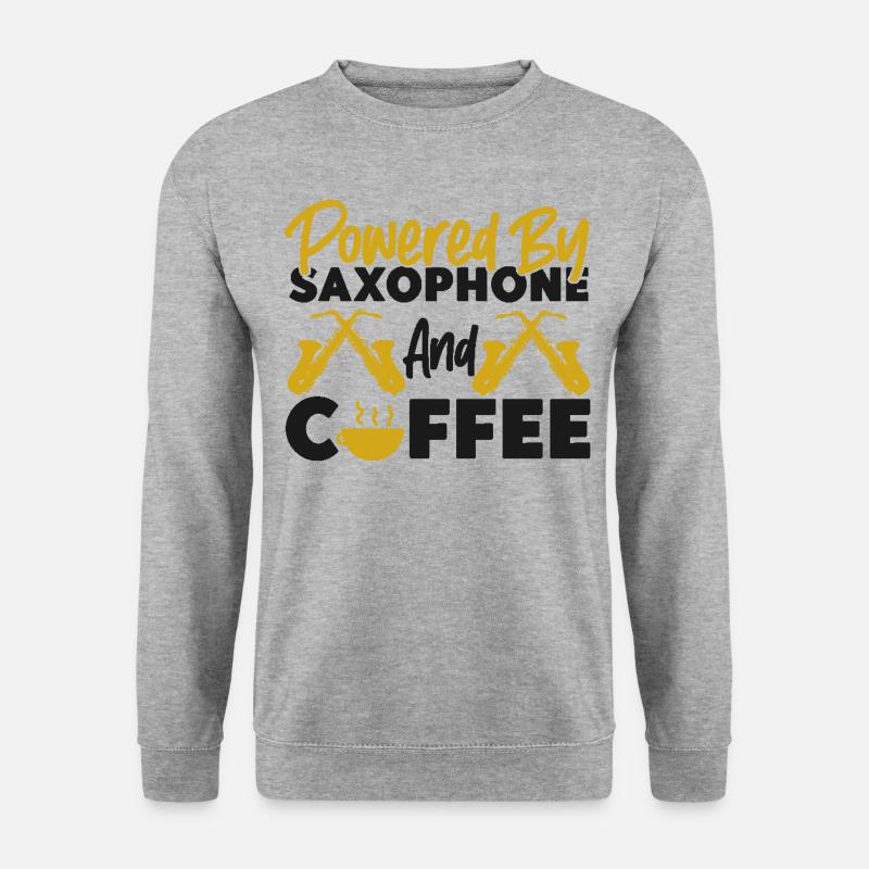 Saxophone Café Propulsé par - Sweat-shirt Unisexe - gris chiné