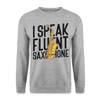 Saxophones Je parle couramment Saxophones - Sweat-shirt Unisexe - gris chiné - Devant - Alina (178cm) & Michal (187cm)