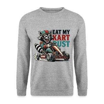 Drôle rétro raton laveur Go-Kart poussière nourriture dire - Sweat-shirt Unisexe - gris chiné - Devant - Alina (178cm) & Michal (187cm)