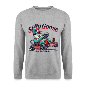 Plaisir du karting avec Silly Goose sur l’accélérateur - Sweat-shirt Unisexe - gris chiné - Devant - Alina (178cm) & Michal (187cm)