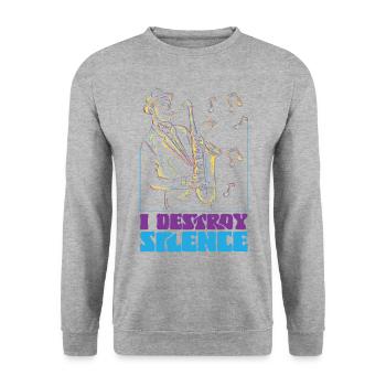 Saxophones I Destroy Silence - Unisex Sweatshirt - salt & pepper - Front - Alina (178cm) & Michal (187cm)