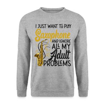 Saxophones que je veux juste jouer - Sweat-shirt Unisexe - gris chiné - Devant - Alina (178cm) & Michal (187cm)