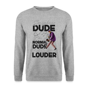 Saxophone Saxophone Dude Like A - Unisex Pullover - Weißgrau meliert - Vorne - Alina (178cm) & Michal (187cm)