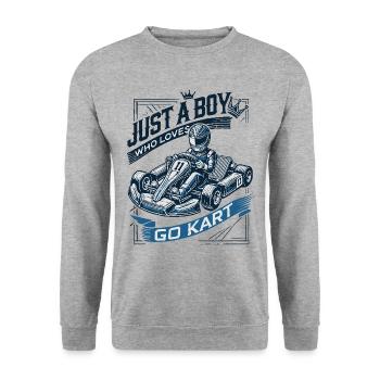 Un garçon qui aime le karting style vintage - Sweat-shirt Unisexe - gris chiné - Devant - Alina (178cm) & Michal (187cm)