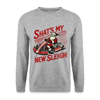 Go-Kart Weihnachten lustiger Spruch - Unisex Pullover - Weißgrau meliert - Vorne - Alina (178cm) & Michal (187cm)