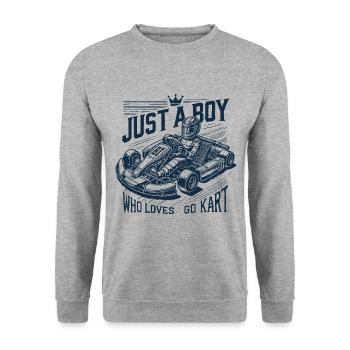 Un garçon qui aime le karting - Sweat-shirt Unisexe - gris chiné - Devant - Alina (178cm) & Michal (187cm)