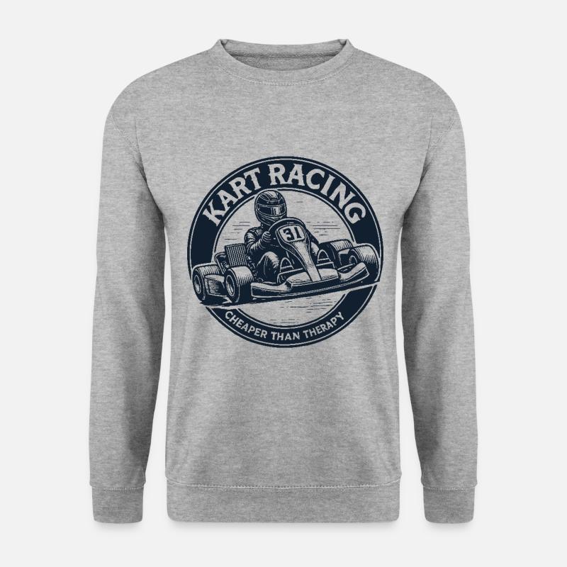 Go-Kart Racing Günstiger Als Therapie - Unisex Pullover - Weißgrau meliert