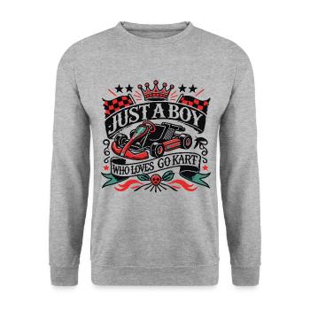 Un garçon qui aime le kart style rétro - Sweat-shirt Unisexe - gris chiné - Devant - Alina (178cm) & Michal (187cm)