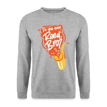 Saxophone Do You Even Reed, Bro? - Unisex Pullover - Weißgrau meliert - Vorne - Alina (178cm) & Michal (187cm)