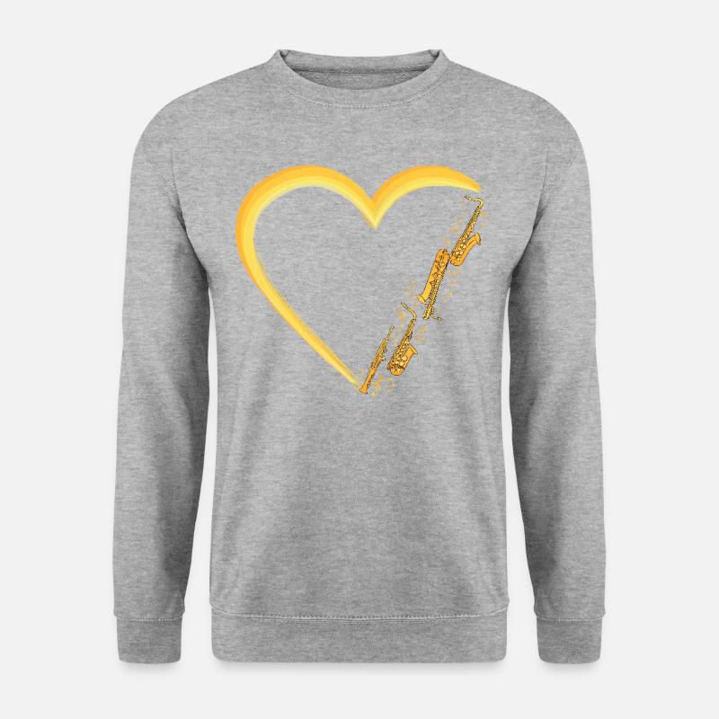 Saxophone Heart - Unisex Pullover - Weißgrau meliert