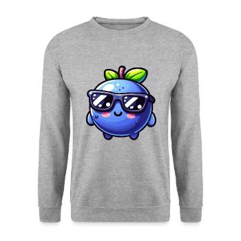 blueberry whisperer, blueberry - Unisex Pullover - Weißgrau meliert - Vorne - Alina (178cm) & Michal (187cm)