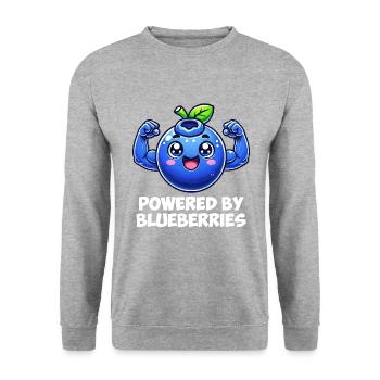 blueberry whisperer, blueberry - Unisex Pullover - Weißgrau meliert - Vorne - Alina (178cm) & Michal (187cm)