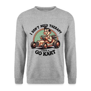 Racer Go-Kart Adventure Style - Unisex Sweatshirt - salt & pepper - Front - Alina (178cm) & Michal (187cm)