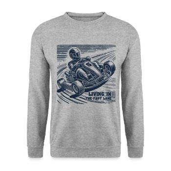 Karting dans l’aventure de la voie rapide - Sweat-shirt Unisexe - gris chiné - Devant - Alina (178cm) & Michal (187cm)