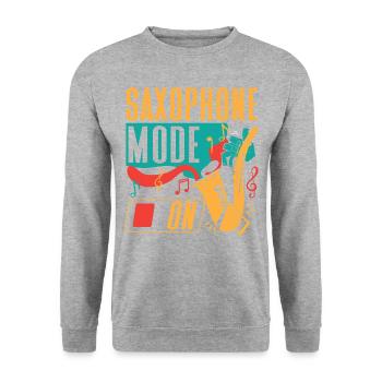 Saxophone Saxophone Mode On - Unisex Sweatshirt - salt & pepper - Front - Alina (178cm) & Michal (187cm)