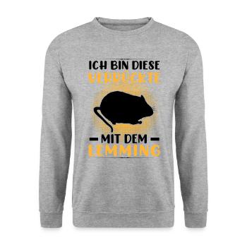 Crazy with Lemming Vole Lemming - Unisex Sweatshirt - salt & pepper - Front - Alina (178cm) & Michal (187cm)