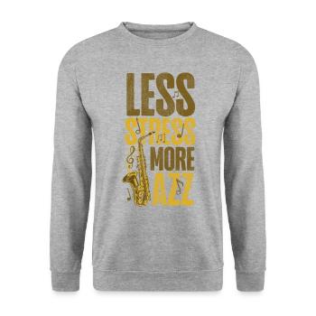 Saxophone Less Stress More Jazz - Unisex Pullover - Weißgrau meliert - Vorne - Alina (178cm) & Michal (187cm)