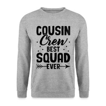 Cousin-Crew Beste Truppe aller Zeiten Familientreffen Cousins und Cousinen - Unisex Pullover - Weißgrau meliert - Vorne - Alina (178cm) & Michal (187cm)