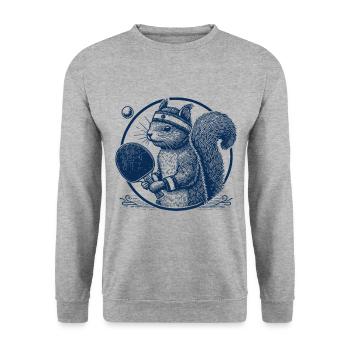 Tennis de table vintage motif écureuil - Sweat-shirt Unisexe - gris chiné - Devant - Alina (178cm) & Michal (187cm)