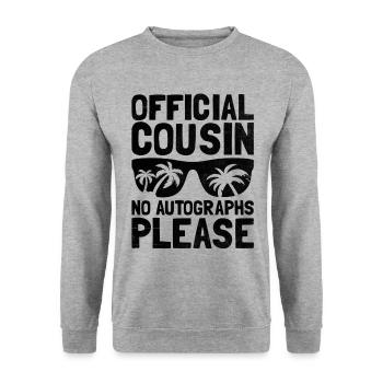 Offizieller Cousin, keine Autogramme, bitte Familie - Unisex Pullover - Weißgrau meliert - Vorne - Alina (178cm) & Michal (187cm)