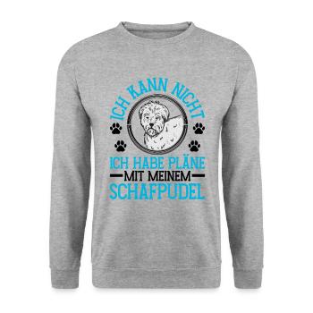 Schafpudel Pläne mit meinem Hütepudel - Unisex Pullover - Weißgrau meliert - Vorne - Alina (178cm) & Michal (187cm)