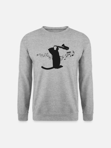 Saxophone Chat - Sweat-shirt Unisexe - gris chiné