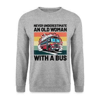 Ne sous-estimez jamais une vieille femme avec un chauffeur de bus - Sweat-shirt Unisexe - gris chiné - Devant - Alina (178cm) & Michal (187cm)
