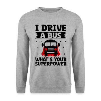 Ich fahre einen Bus, was ist deine Superkraft Schulbusfahrer - Unisex Pullover - Weißgrau meliert - Vorne - Alina (178cm) & Michal (187cm)