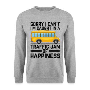 Désolé, je ne peux pas, je suis pris dans un embouteillage de - Sweat-shirt Unisexe - gris chiné - Devant - Alina (178cm) & Michal (187cm)