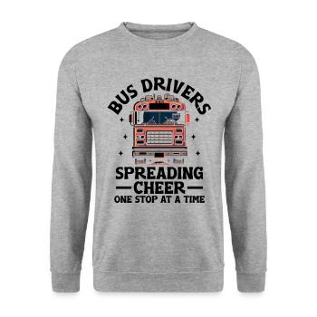 Busfahrer verbreiten Jubel an einer Haltestelle nach der anderen - Unisex Pullover - Weißgrau meliert - Vorne - Alina (178cm) & Michal (187cm)