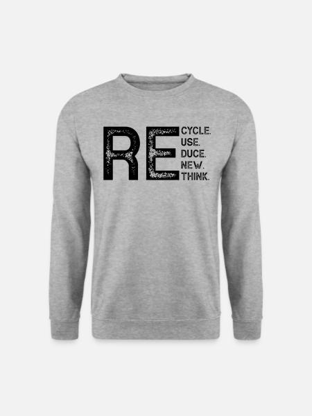 Recycle Reduce Reuse Earth Day Recycling Umwelt - Unisex Pullover - Weißgrau meliert