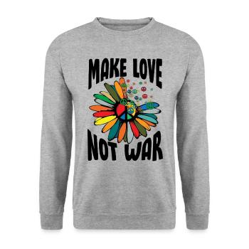 Faites l’amour pas la guerre Flower Power Hippie - Sweat-shirt Unisexe - gris chiné - Devant - Alina (178cm) & Michal (187cm)