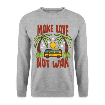 Make Love Not War Flower Power Hippie - Unisex Sweatshirt - salt & pepper - Front - Alina (178cm) & Michal (187cm)
