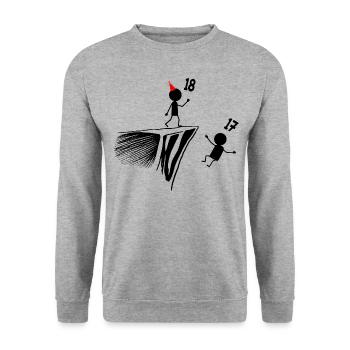 18th Birthday, 18 Year Old Gift, 18 Year Old Humor, 18 Year Old - Unisex Sweatshirt - salt & pepper - Front - Alina (178cm) & Michal (187cm)