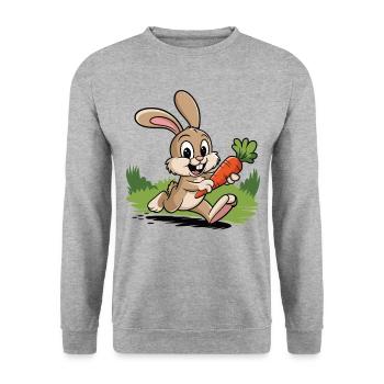 Lapin rapide à la carotte - Sweat-shirt Unisexe - gris chiné - Devant - Alina (178cm) & Michal (187cm)