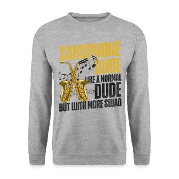 Saxophone Saxophone Dude Like A - Unisex Pullover - Weißgrau meliert - Vorne - Alina (178cm) & Michal (187cm)