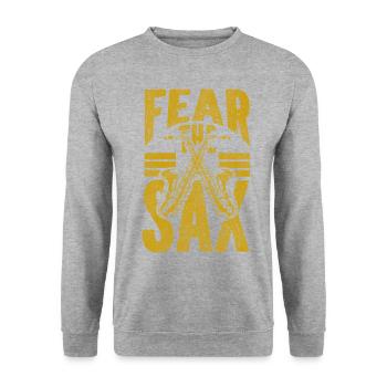 Saxophones Pun Fear The Sax - Unisex Sweatshirt - salt & pepper - Front - Alina (178cm) & Michal (187cm)