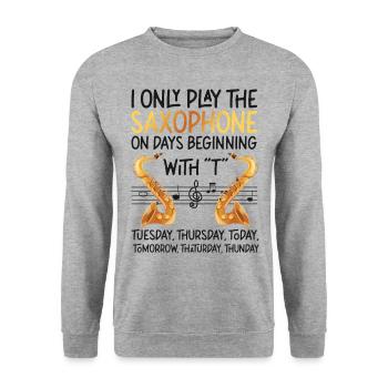 Saxophone I Only Play The - Unisex Pullover - Weißgrau meliert - Vorne - Alina (178cm) & Michal (187cm)