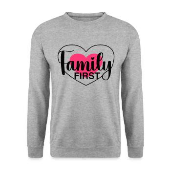 Family First - Heart & Love - Unisex Sweatshirt - salt & pepper - Front - Alina (178cm) & Michal (187cm)