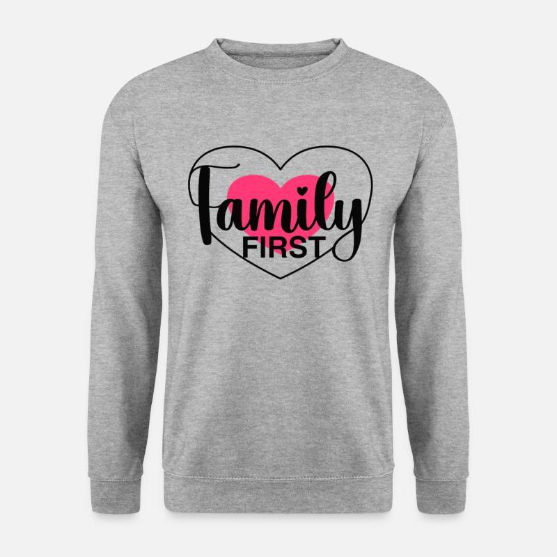 Family First - Herz & Liebe - Unisex Pullover - Weißgrau meliert