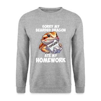 bearded dragon ate my homework, reptile bearded - Unisex Pullover - Weißgrau meliert - Vorne - Alina (178cm) & Michal (187cm)