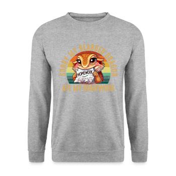 bearded dragon ate my homework, reptile bearded - Unisex Pullover - Weißgrau meliert - Vorne - Alina (178cm) & Michal (187cm)