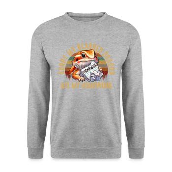 bearded dragon ate my homework, reptile bearded - Unisex Pullover - Weißgrau meliert - Vorne - Alina (178cm) & Michal (187cm)