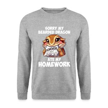 bearded dragon ate my homework, reptile bearded - Unisex Pullover - Weißgrau meliert - Vorne - Alina (178cm) & Michal (187cm)